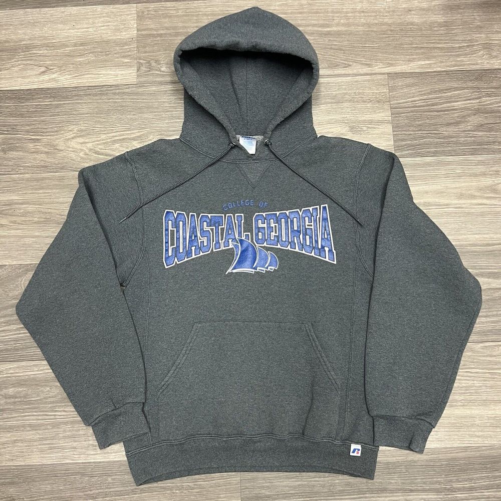 Vintage Russell Ccga Coastal Georgia Hoodie Adult S Gray Blue Sweatshirt College